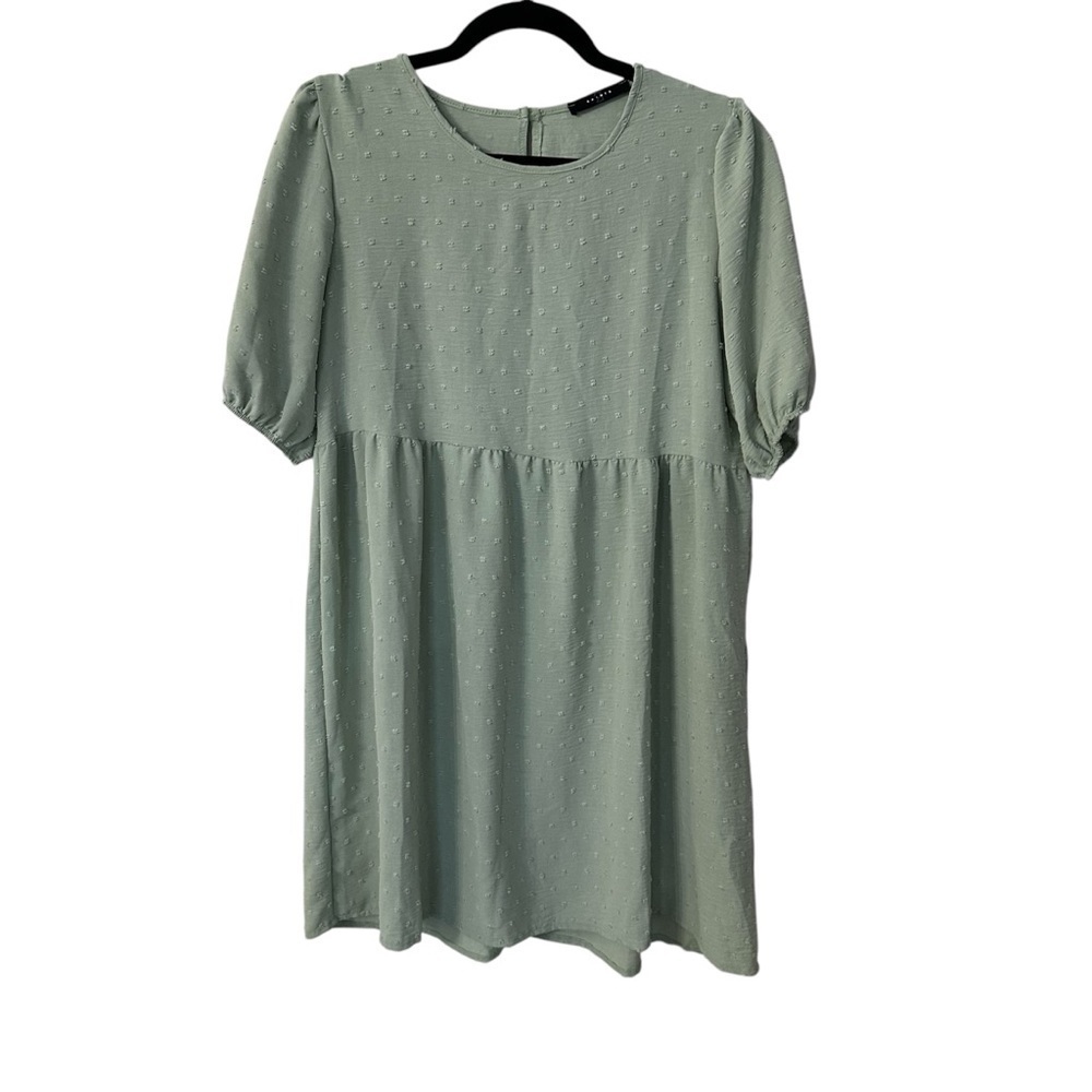21 Saints Women’s Short Sleeve Sage Green Swiss Dot Babydoll Top Size XL GUC